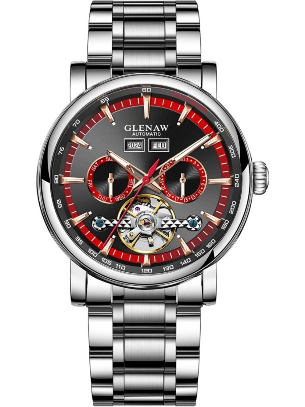 Luxury Skeleton Dial Automatic Men's Watch - Self-Winding Tourbillon, Luminous